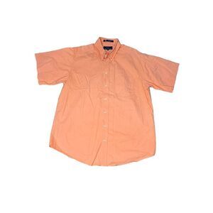 Mens John Ashford  Short Sleeve Dress Shirt‎ Orange 100% Cotton size L